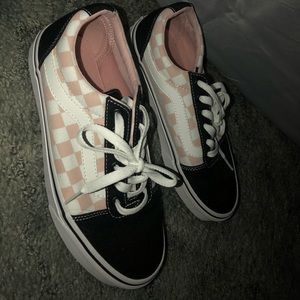 Pink and white checkered vans